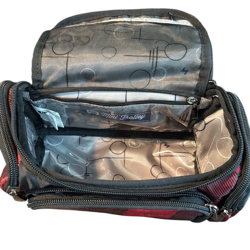 Lug Trolley And Mini Trolley Cosmetic Case Bags In Buffalo Check Red.